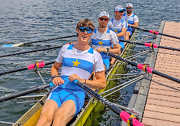 Andrea Cavallero bronzo nel quattro di coppia ai Campionati Italiani Master sul lago di Candia