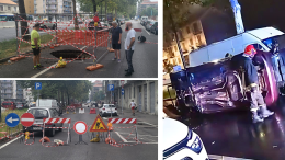 Torino: da un mese nessuno ripara la buca, ladro d'auto ci finisce dentro e si ribalta. «Ma noi siamo ostaggi di una voragine»