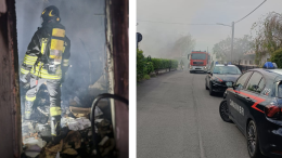Incendio in un box auto, due carabinieri e un residente intossicati dal fumo
