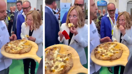 La Meloni e la pizza valsusina con porchetta e arancia rossa: «Ma è una cosa meravigliosa»