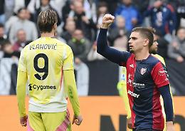 Juventus-Cagliari: pareggio di rigore (con polemiche) davanti a John Elkann