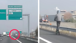 Sulla tangenziale di Torino in monopattino. «Ma c'è anche chi porta a spasso il cane»