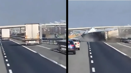 Il Tir esce di strada e si rovescia, lo schianto sull'A4 in diretta - GUARDA IL VIDEO DELL'INCIDENTE
