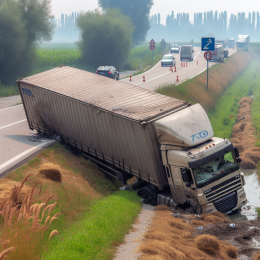 Un camion finisce in un fosso sulla SP7 a Pollenzo: traffico in tilt 