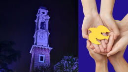 Un campanile blu per le vittime della guerra: il gesto simbolico di Poirino