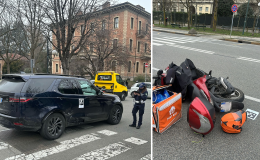 Fattorino di JustEat si schianta in scooter contro un fuoristrada