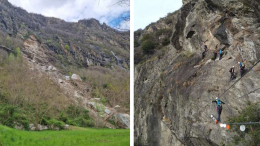 Frana distrugge l’inizio della ferrata di Pont Canavese: area interdetta