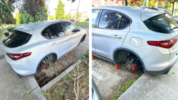 I ladri rubano le ruote all'Alfa Romeo Stelvio: «E non è la prima volta»