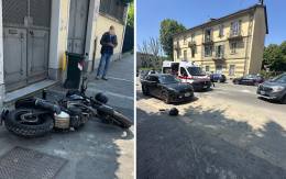 Sbalzato sul marciapiede dopo l'incidente stradale, motociclista in ospedale