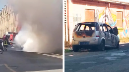 Automobile brucia in strada a Torino: l'intervento dei vigili del fuoco