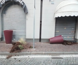 Ivrea, fioriere distrutte dai vandali in corso Nigra