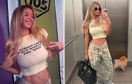 Diletta Leotta torna a Radio 105: t-shirt spiritosa, jeans griffati e la Birkin nera sempre iconica