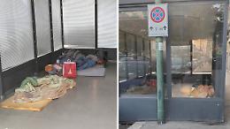 I senzatetto occupano il dehors abbandonato, la polizia municipale li sgombera