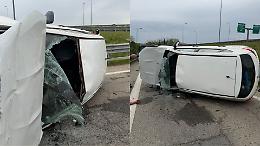 Incidente allo svincolo di Savonera: auto si ribalta, due feriti in ospedale