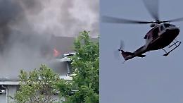 Cafasse, officina divorata dalle fiamme: colonna di fumo nero visibile per chilometri