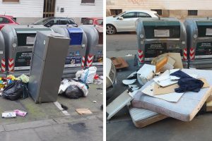 Torino nord, ecoisole e cassonetti sotto pressione: raccolta abiti e rifiuti in crisi tra degrado e usi impropri