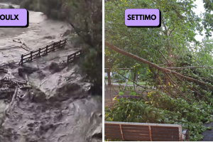 Un'altra colata detritica si porta via un ponte a Oulx. Tromba d'aria a Settimo Torinese