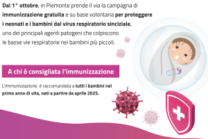 Virus respiratorio sinciziale, al via in Piemonte la campagna di immunizzazione per i più piccoli