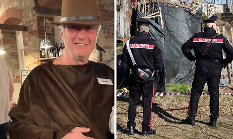 A sinistra, Gualtiero Franchino. A destra, i carabinieri a Venaria