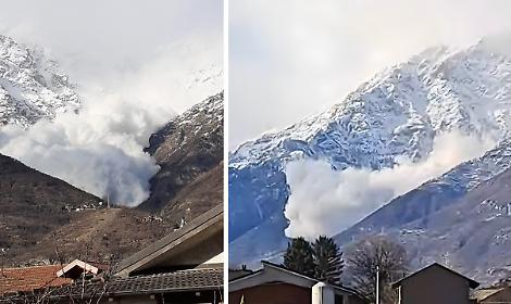 Una enorme valanga cade dalle montagne sopra Bussoleno. Immagini impressionanti dalla Val di Susa