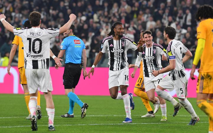 L'esultanza di Thuram durante Juventus-Pisa 4-0