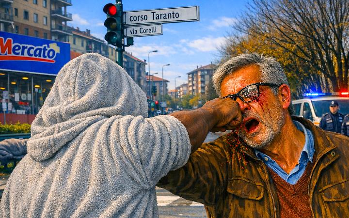 Follia a Torino: un anziano preso a pugni in strada da un uomo in accappatoio
