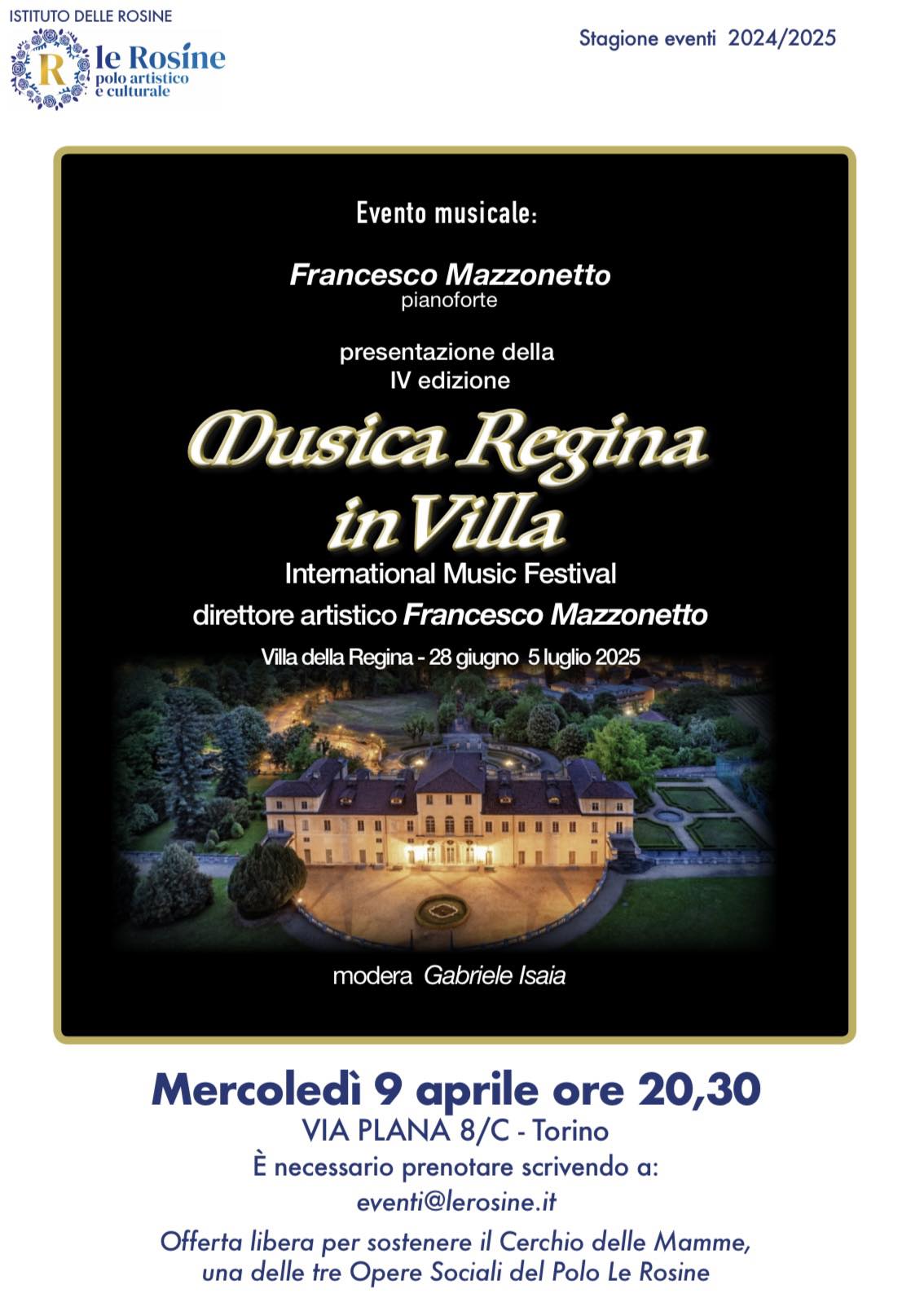 "Musica Regina in Villa" Festival Internazionale della Musica, dal 28 giugno al 5 luglio