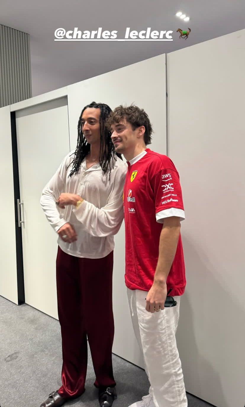 Il cantante Ghali, con il campione di Formula 1, Charles Leclerc